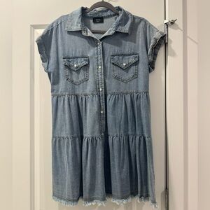 Vici Light Blue Denim Shirt Dress